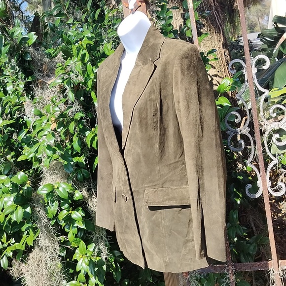 Lord and Taylor olive green suede '90s vintage jacket, small - Picture 4 of 6